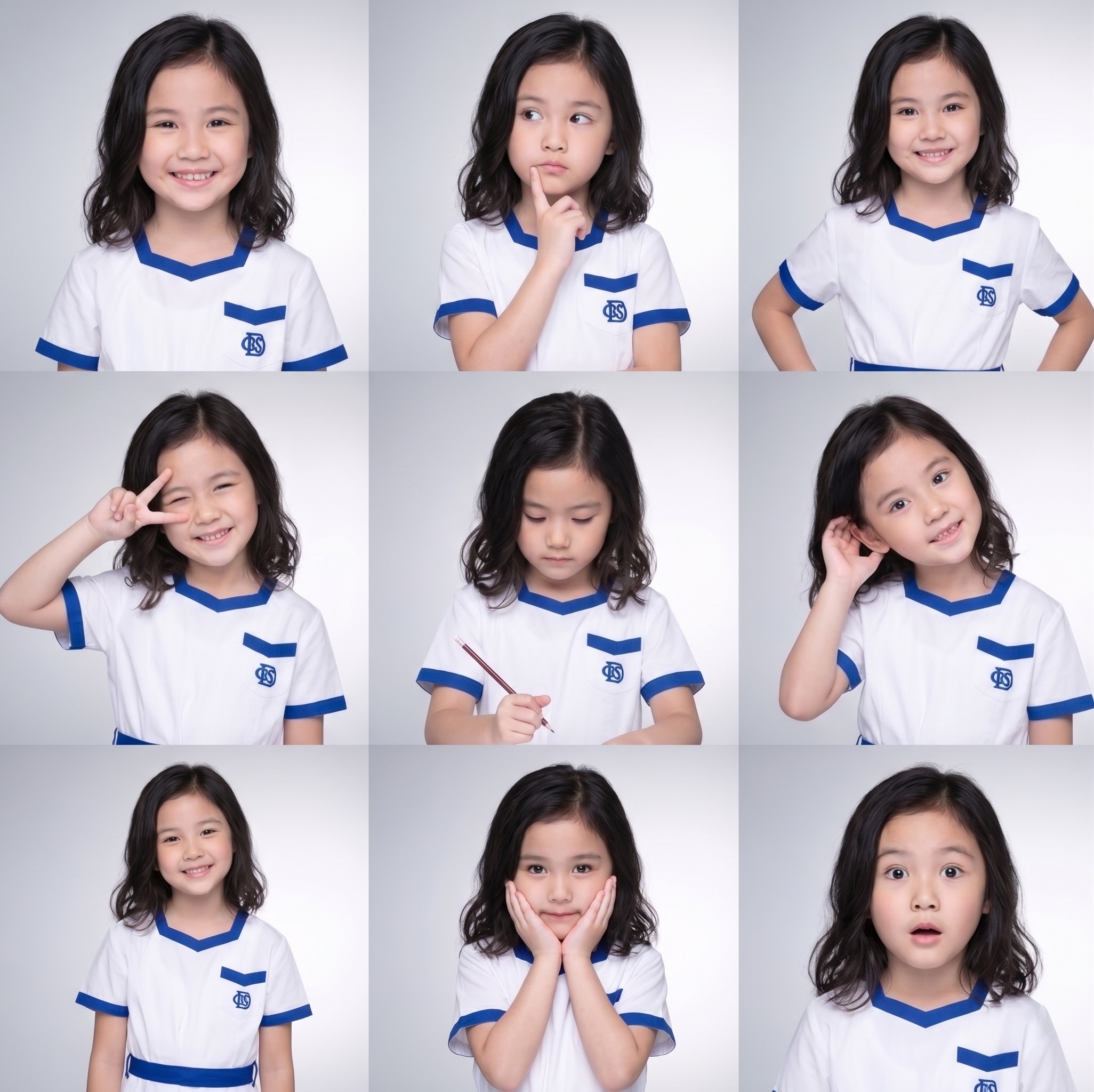 小學女孩9格相